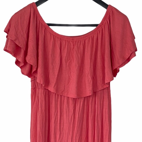 Pink Blush Off Shoulder Ruffle Trim Maxi Dress XL - Picture 6 of 6